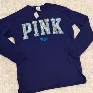 PINK Victoria's Secret Long Sleeve Tee - Navy Blue nwt size XS